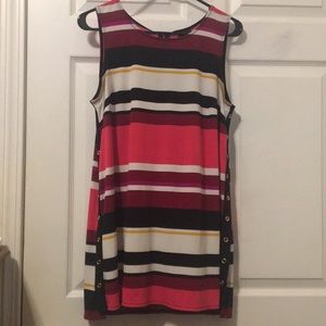 Pink white & black striped tank w/ grommet sides